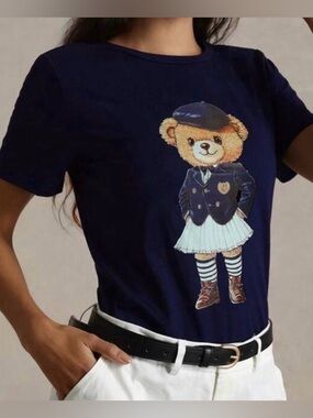 Streetwear Navy Teddy Graphic Tee. Size: M 
NWOT